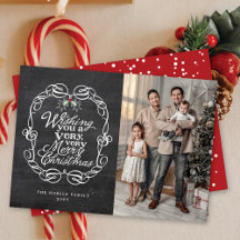 Chalkboard Mistletoes Script Merry Christmas Photo