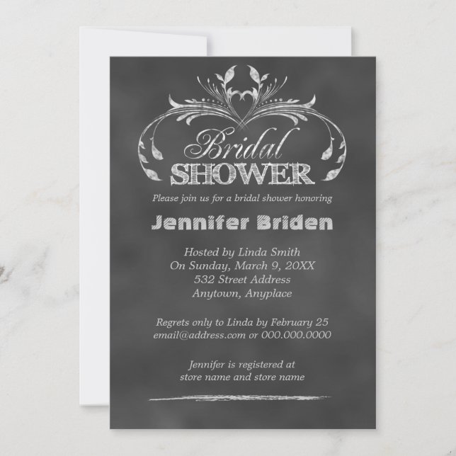 Chalkboard moderne douche nuptiale Invitations (Devant)
