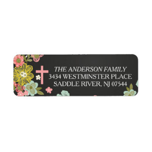Chalkboard moderne Floral Cross Lace Adresse de re
