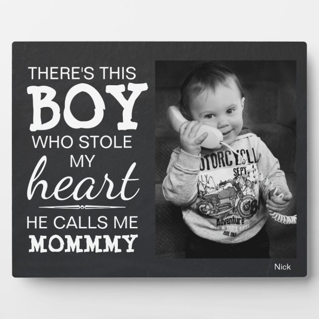 Chalkboard Mom From Son Custom Photo Plaque (Front)