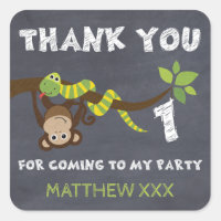 Chalkboard Monkey 1st Birthday Favour Sticker