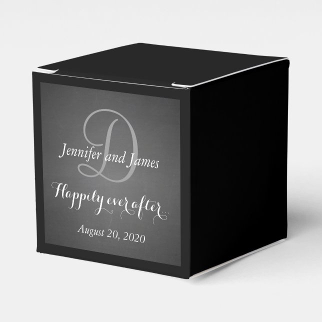 Chalkboard Monogram Happily Ever After Favor Box (Front Side)