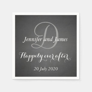 Chalkboard Monogram Happily Ever After Napkin