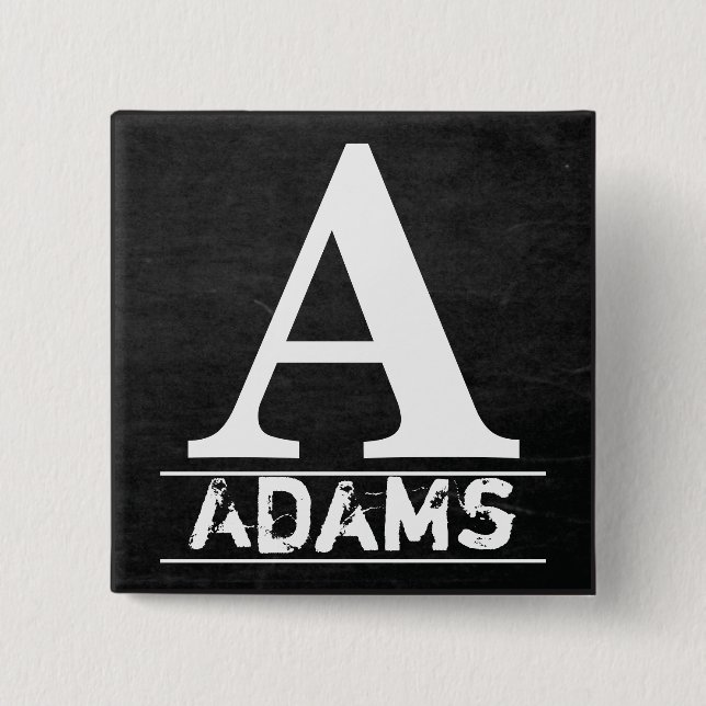 Chalkboard Monogram Letters 2 Inch Square Button (Front)