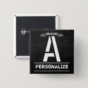 Chalkboard Monogram Letters 2 Inch Square Button