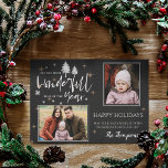 Chalkboard Most Wonderful Time Of the Year 2 Photo Holiday Card<br><div class="desc">Chalkboard Most Wonderful Time Of the Year 2 Photo Holiday Card. Chalkboard background and space for 2 images with MOST WONDERFUL TIME OF THE YEAR written in pretty typography style . Send out to family and friends this elegant , simple chalkboard photo holiday card. Can be fully customized. For any...</div>