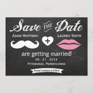 Chalkboard Moustache and Lips Save the Date