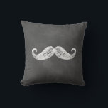 Chalkboard Moustache Outdoor Pillow<br><div class="desc">This is a cute outdoor cushion for the newlyweds, on an illustrated chalkboard background. The back of this chalkboard moustache pillow is decorated with a Mr., that can easily be changed to a name or deleted. The coordinating Mrs. pillow with lips is also available, making them perfect for an outdoor...</div>