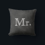 Chalkboard Mr. Pillow<br><div class="desc">Cute cushion for the newlywed,  on an illustrated chalkboard background. Complementary Mrs. Pillow also available.</div>