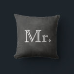 Chalkboard Mr. Pillow<br><div class="desc">Cute cushion for the newlywed, on an illustrated chalkboard background. Complementary Mrs. Pillow also available.</div>