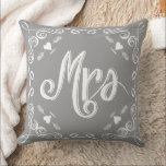 Chalkboard Mrs Brides Pillow Any Colour<br><div class="desc">Chalkboard Vintage Modern Mr. and Mrs. Chalkboard Wedding Invitations Sweet and sassy chalkboard weddings. Chalkboard Vintage Modern Mr. and Mrs. Chalkboard Wedding Pillows.You can Personalize this Beautiful Elegant Vintage Elements Coral, Blue, Grey and White Vintage Bird Pillow to say anything you like or use the existing Mrs.for the Bride/ Wife...</div>