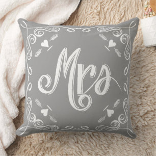 Chalkboard Mrs Brides Pillow Any Colour