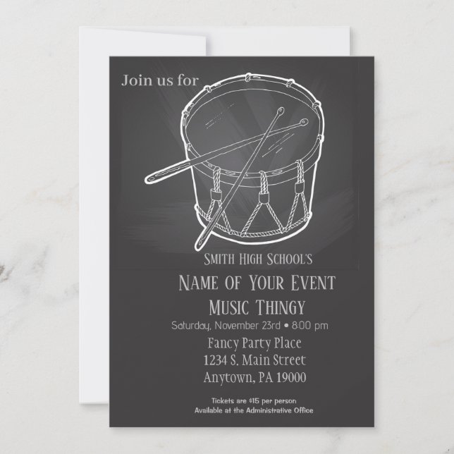 Chalkboard Music Concert Recital Invitation (Front)