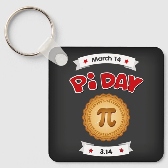 Chalkboard National Pi Day, March 14 Keychain (Front)