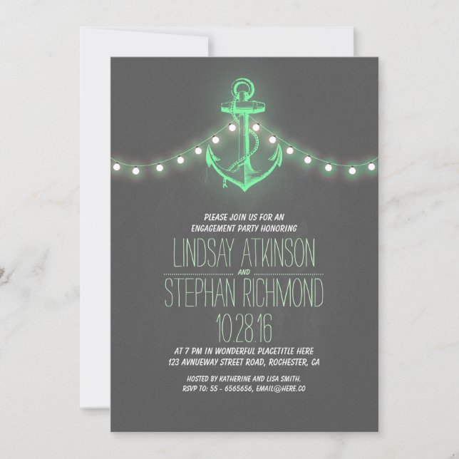 chalkboard nautical engagement party invitation (Front)