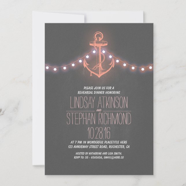 chalkboard nautical rehearsal dinner invitation (Front)
