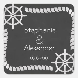 Chalkboard Nautical Wedding Favour Stickers