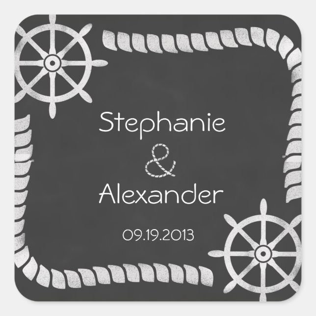 Chalkboard Nautical Wedding Favour Stickers (Front)