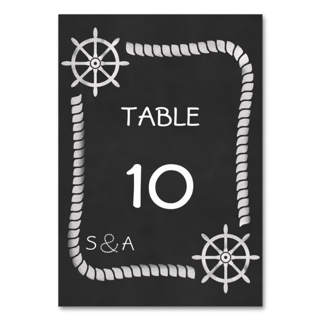 Chalkboard Nautical Wedding Table Card (Front)