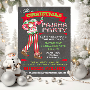Chalkboard Noël Pyjama fêtes Invitations