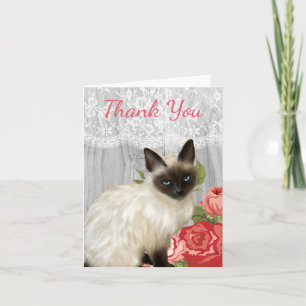 Chalkboard Notecard with Painted Siamese Cat