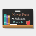 Chalkboard nurse plastic badge hall pass