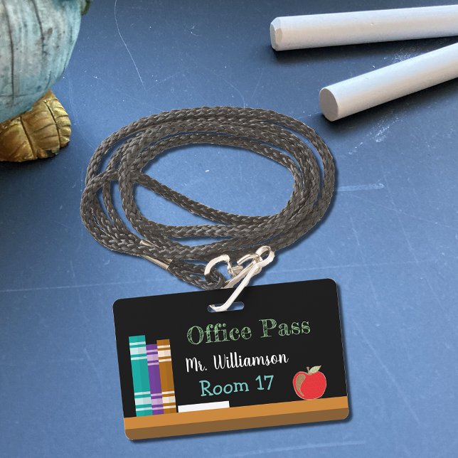 Chalkboard office plastic badge hall pass (Creator Uploaded)