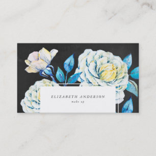 Chalkboard Oil Painted White Rose Business Card