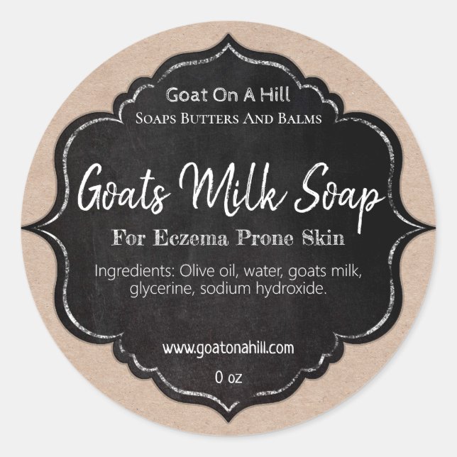 Chalkboard On Kraft Goat's Milk Soap Classic Round Sticker (Front)