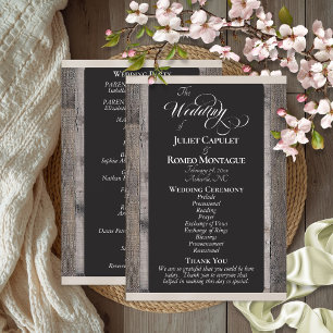 Chalkboard on Wood & Cream Ribbon - Wedding Program