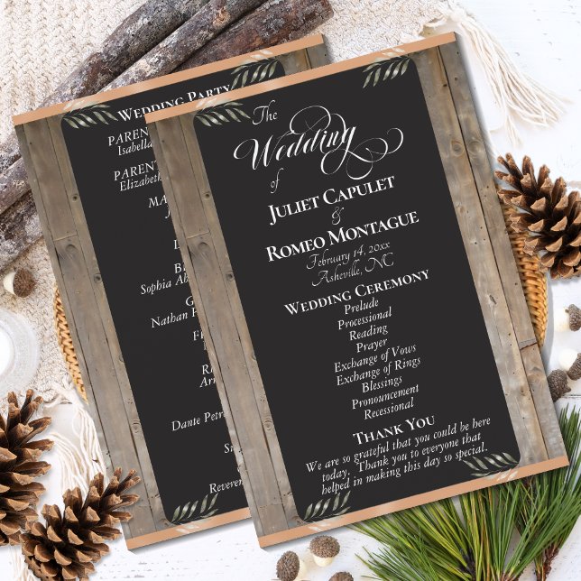 Chalkboard on Wood - Peach Wedding Program (Creator Uploaded)