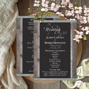 Chalkboard on Wood & Sage Ribbon - Wedding Program