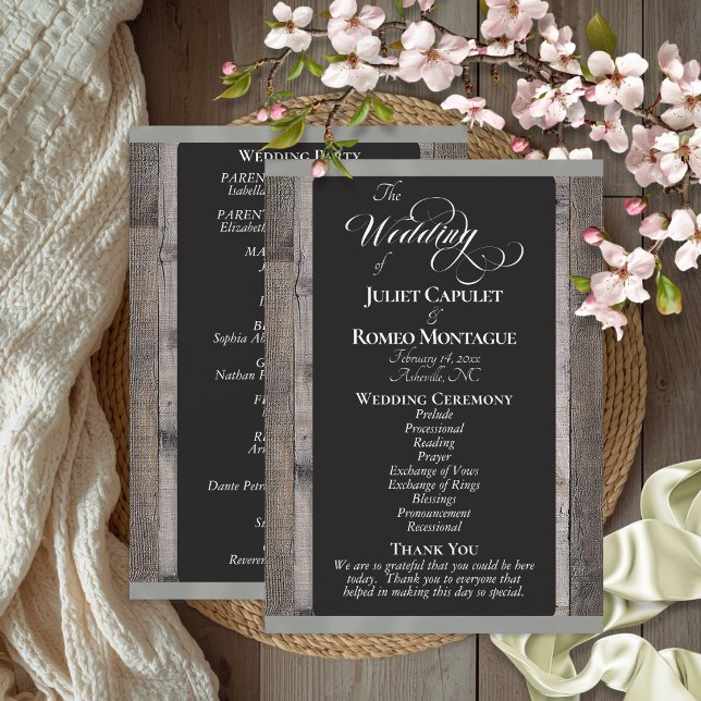 Chalkboard on Wood & Sage Ribbon - Wedding Program (Creator Uploaded)