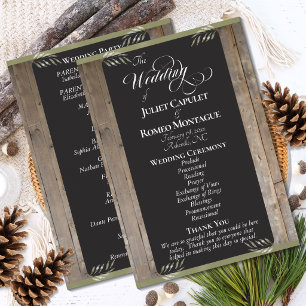 Chalkboard on Wood - Sage Wedding Program
