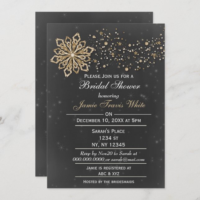 chalkboard or Winter Bridal douche invitation (Devant / Derrière)