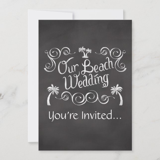 Chalkboard Our Beach Wedding Invitation (Front)