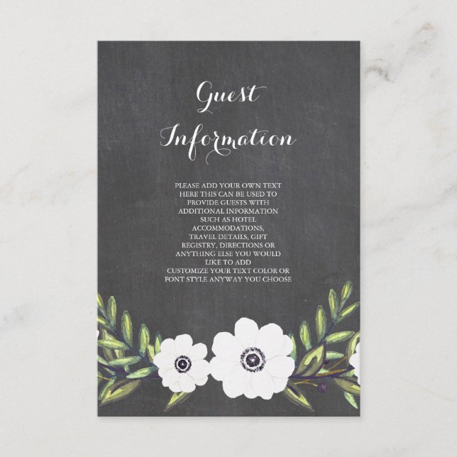 Chalkboard Painted Anemones - information card (Front)