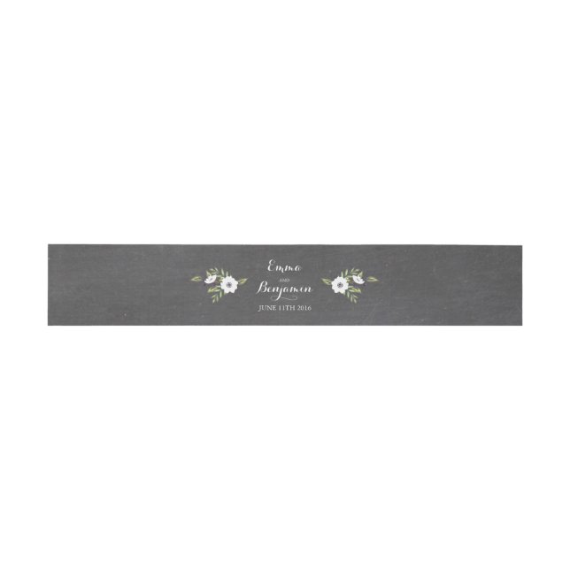 Chalkboard Painted Anemones -invitation belly band Invitation Belly Band (Flat)