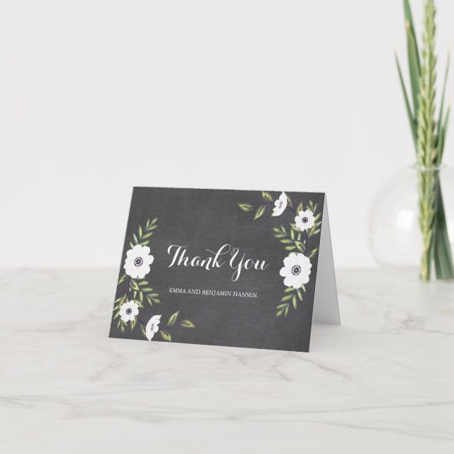 Chalkboard Painted Anemones - thank you note cards (Front)