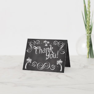 Chalkboard Palm Tree Beach Wedding Thank You Card
