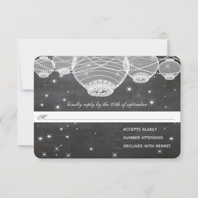 Chalkboard Paper Lanterns Under the Stars RSVP Card (Front)
