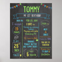 Chalkboard Party personalized boy birthday poster