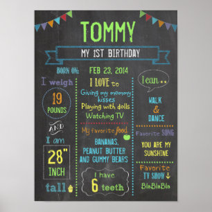 Chalkboard Party personalized boy birthday poster