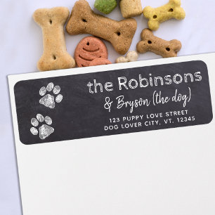 Chalkboard Paw Print Rustic Return Address Label