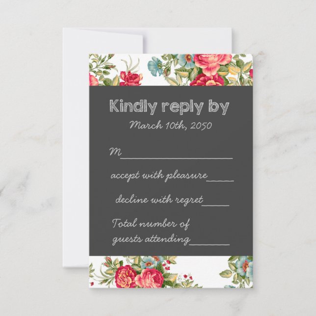 Chalkboard Pays Chintz Mariage RSVP (Devant)