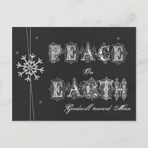 Chalkboard Peace on Earth Goodwill toward Man Snow Holiday Postcard