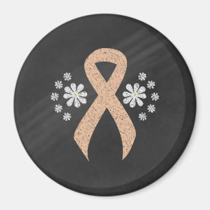 Chalkboard Peach Ribbon Magnet