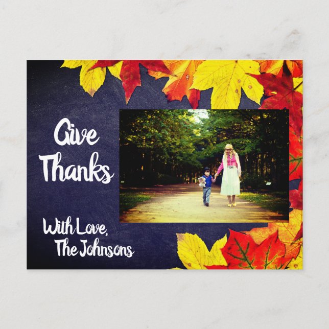 Chalkboard Personalized Photo  | Thanksgiving Postcard (Front)