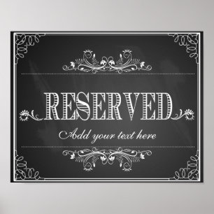 Chalkboard personalized  Reserved sign print