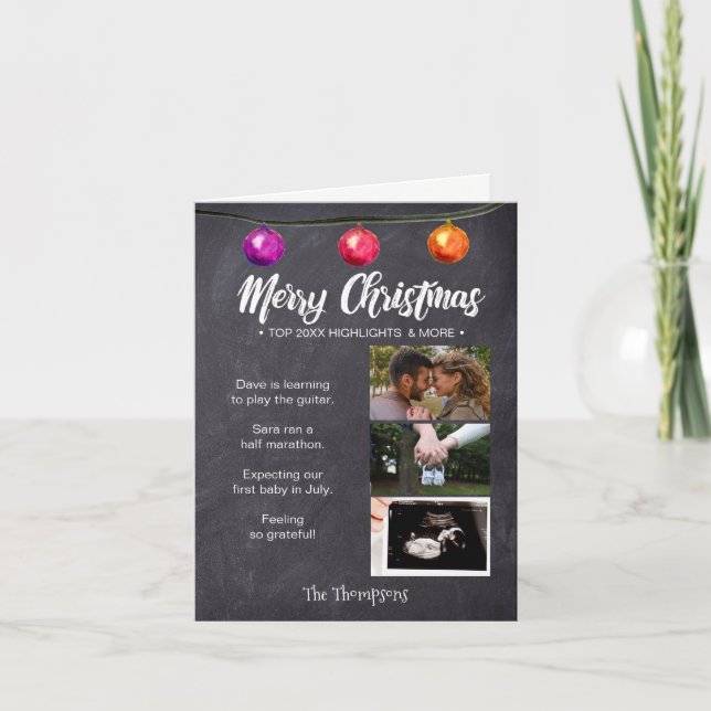 Chalkboard Photo Christmas Pregnancy Announcement (Front)